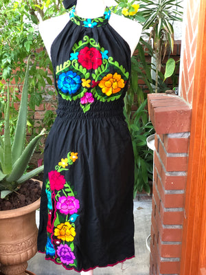 Embroidered Halter Dress, Mexican embroidered Dress, Western Dress. Vestido Halter