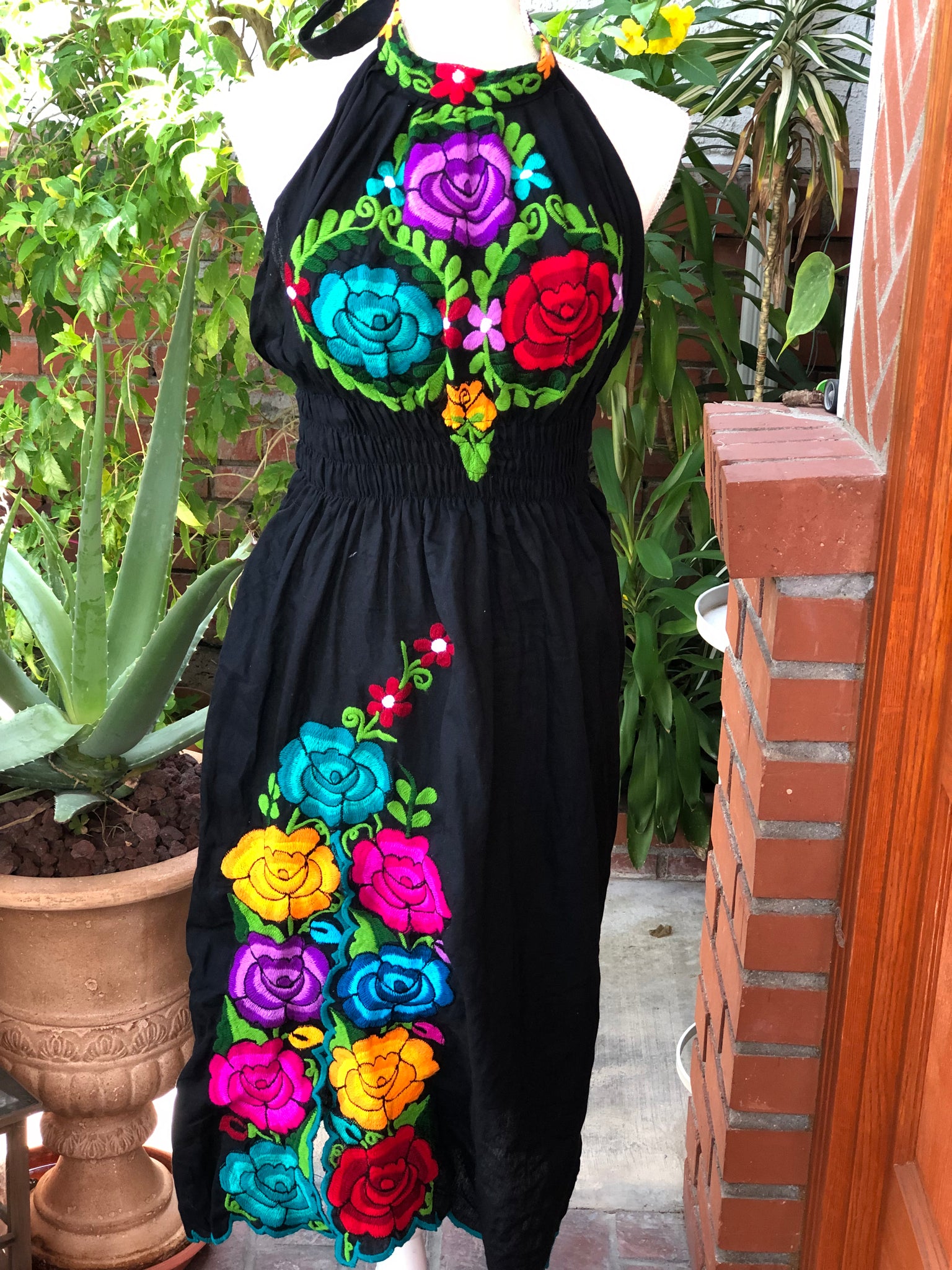 Halter embroidered outlet dress