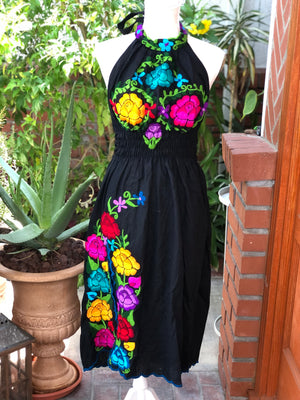 Embroidered Halter Dress, Mexican embroidered Dress, Western Dress. Vestido Halter