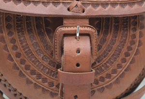 Brown Embossed Crossbody Leather Saddlebag