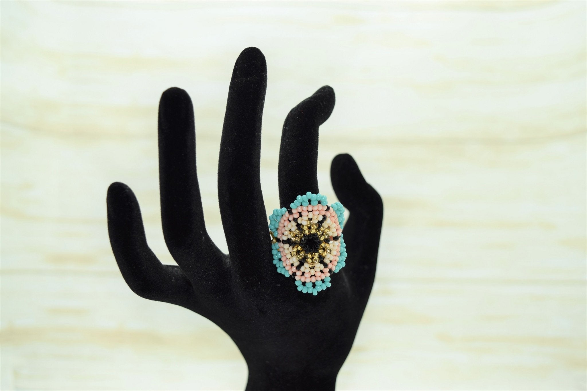 Flower Chaquira Bead Rings