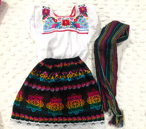 Mexican Girl Set, Traditional  Mexican Girl outfit 3 Pieces.