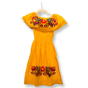 Vestido Amarillo Campesina Floreado para Nina /Yellow Countrygirl Dress with Flowers