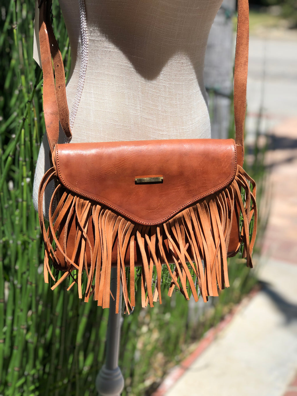 Brown Fringe Crossbody Leather Handbag