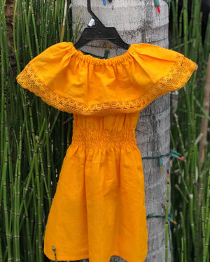 Vestido Amarillo Campesina Floreado para Nina /Yellow Countrygirl Dress with Flowers