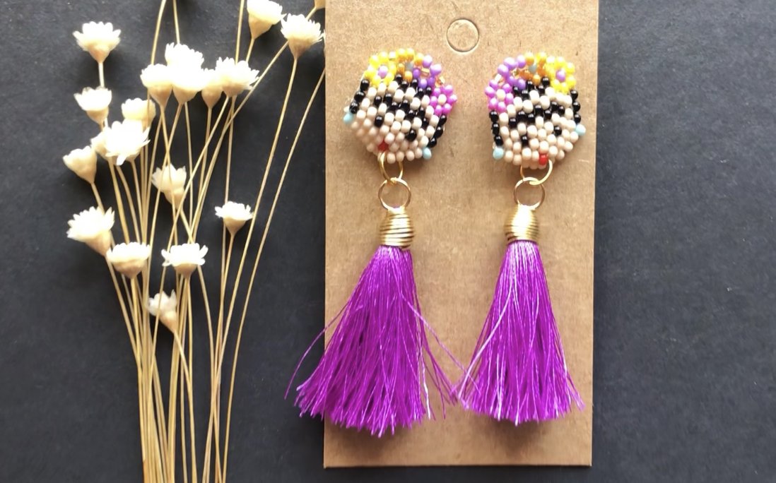 Stud Chaquira Beaded  and Tassel Fridas