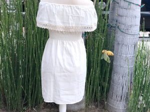 Vestido Blanco Estilo Campesina Floreado/White Cowgirl Dress with Flowers