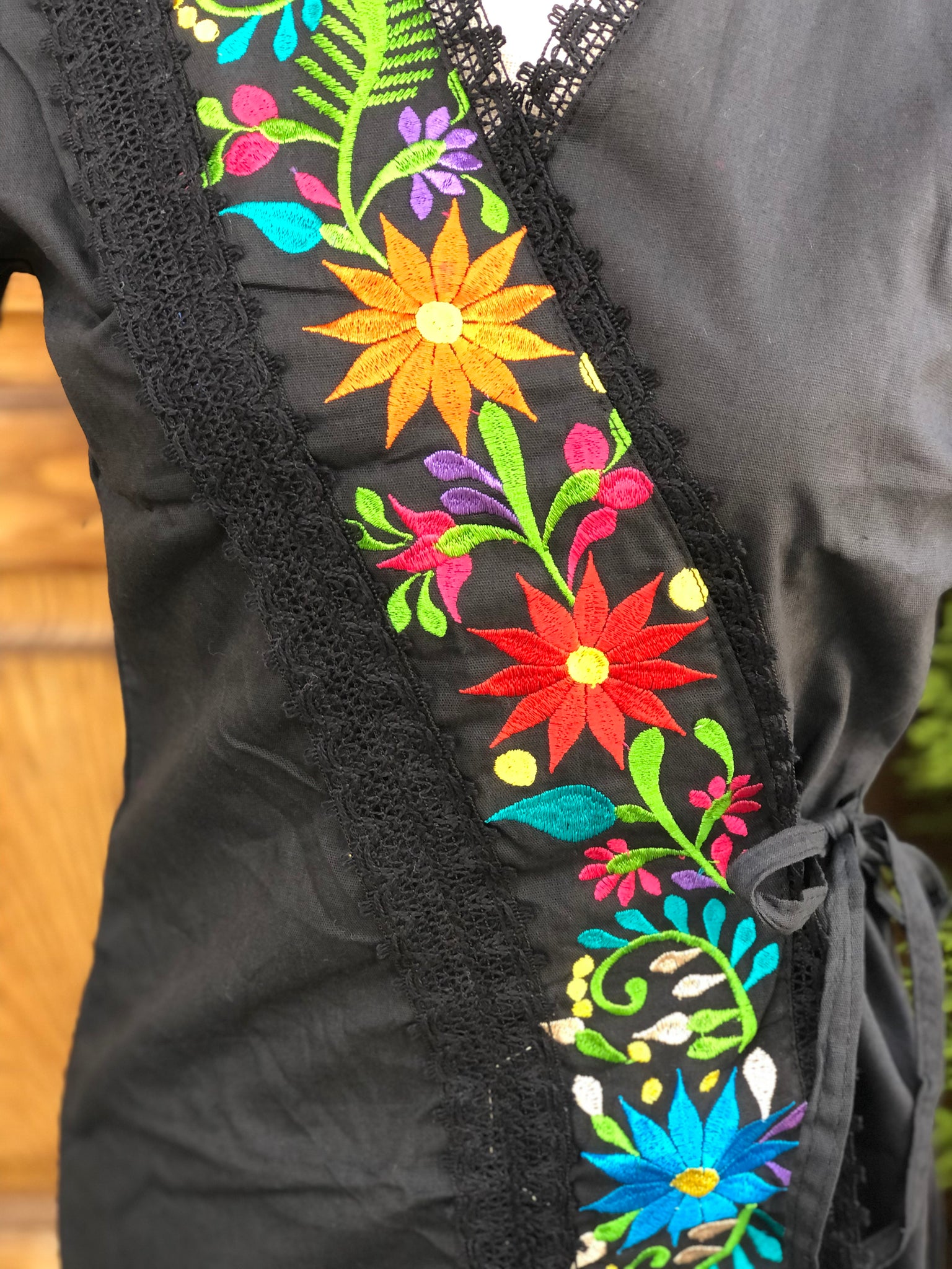 Embroidered  Overlapping Dress