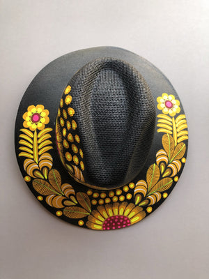 Sombrero De Palomas & Flores, Hand Painted Dove & Flowers Hat