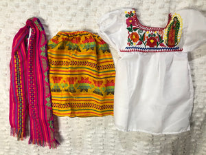 Maria Guadalupe Mexican Girl Set, Traditional  Mexican Girl outfit 3 Pieces.