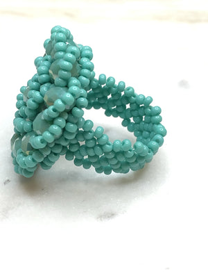 Flower Chaquira Bead Rings