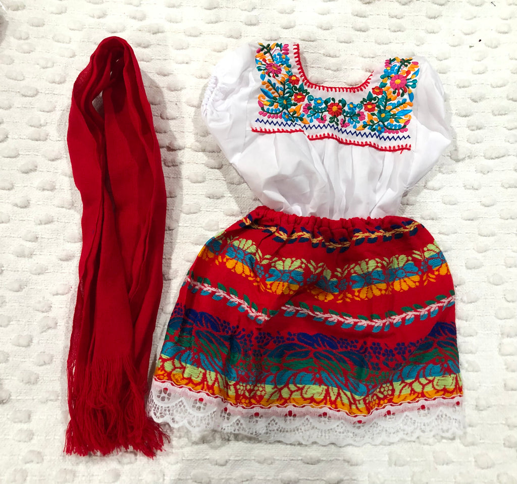 Mexican Girl Set, Traditional  Mexican Girl outfit 3 Pieces.