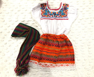 Mexican Girl Set, Traditional  Mexican Girl outfit 3 Pieces.