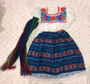 Mexican Girl Set, Traditional  Mexican Girl outfit 3 Pieces.