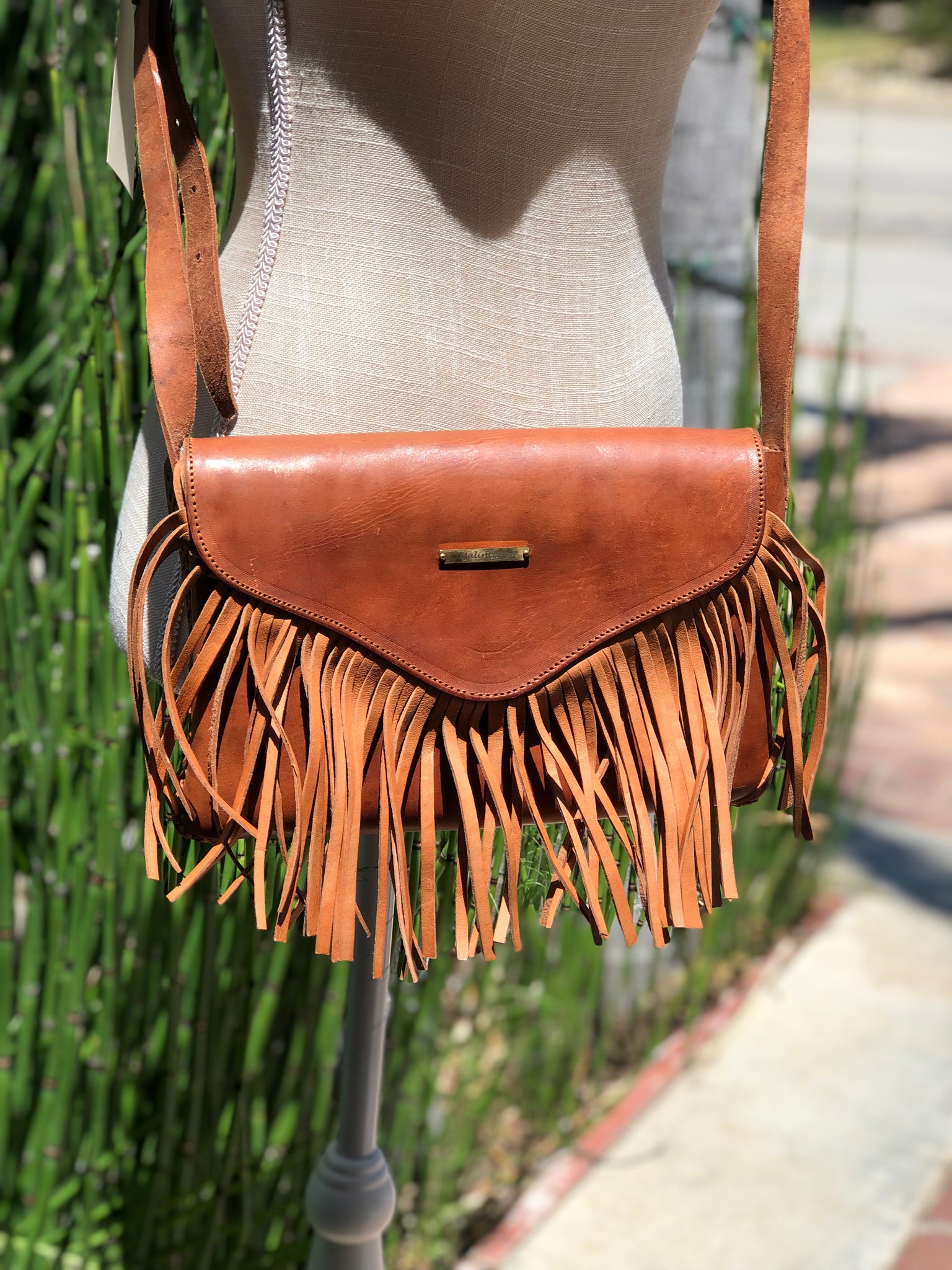 Brown Fringe Crossbody Leather Handbag