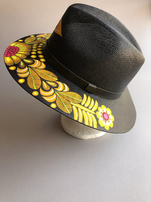 Sombrero De Palomas & Flores, Hand Painted Dove & Flowers Hat