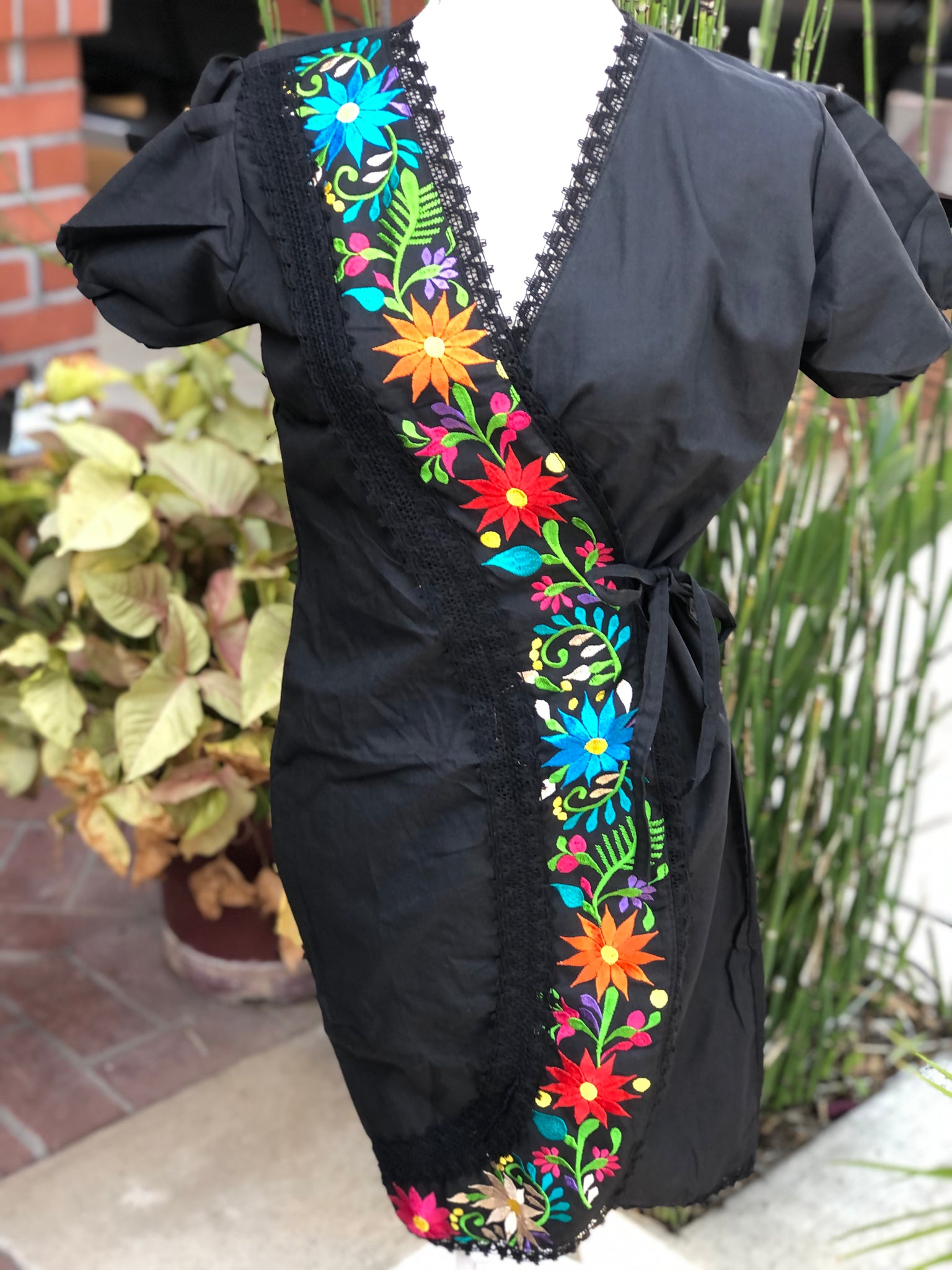 Embroidered  Overlapping Dress