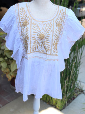 Hand Embroidered Top, Blusa Bordada diseno Rokoko