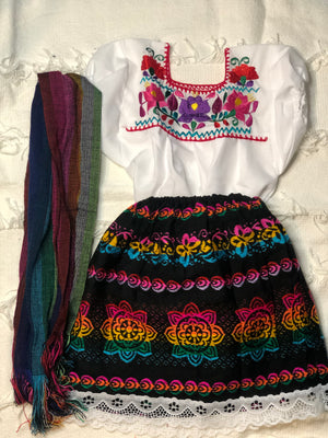 Mexican Girl Set, Traditional  Mexican Girl outfit 3 Pieces.