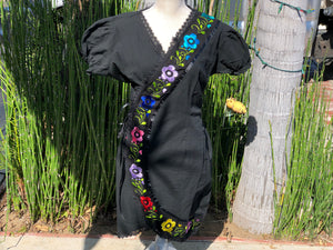 Embroidered  Overlapping Dress