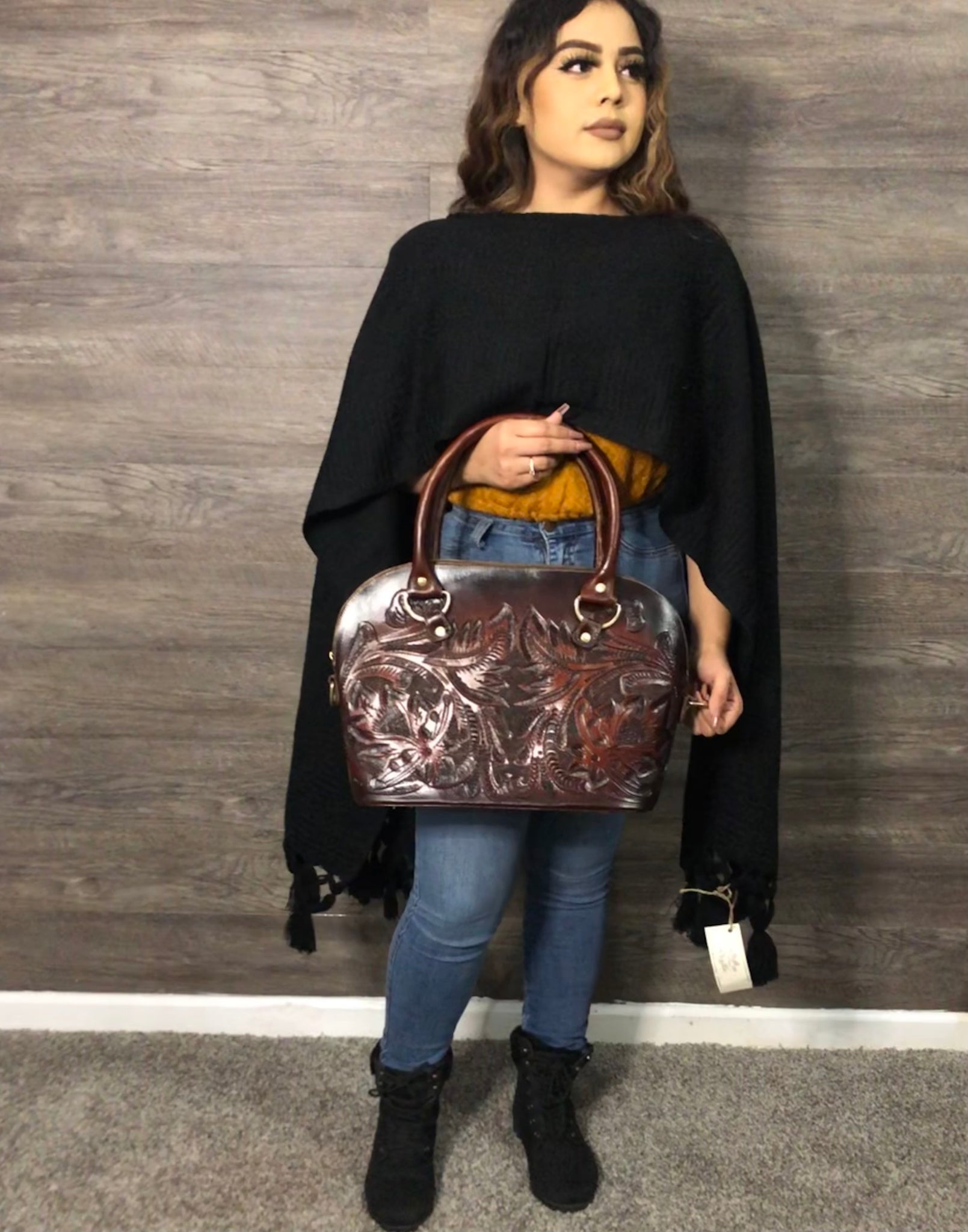 Brown Duffel Crossbody Handbag