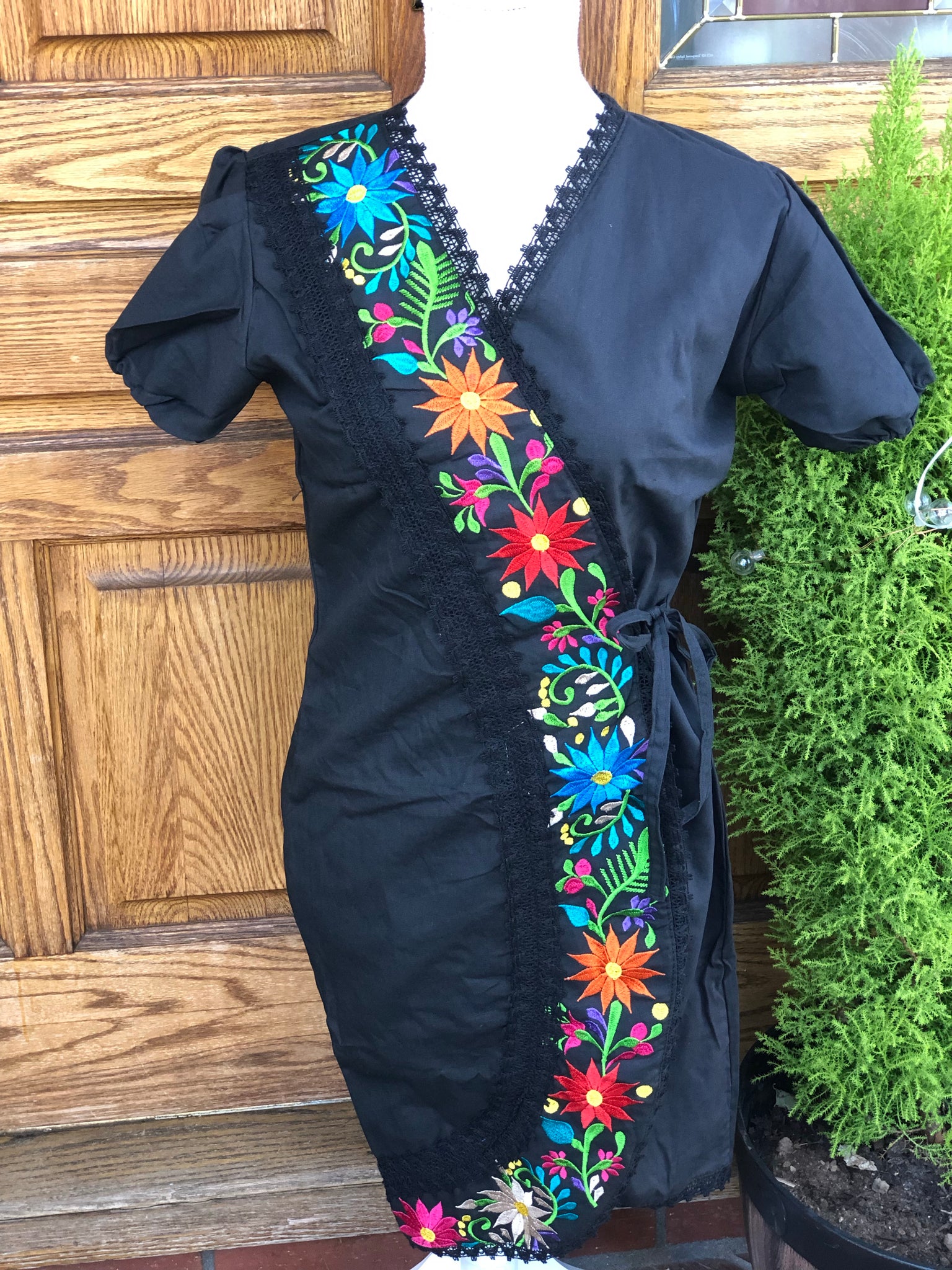 Embroidered  Overlapping Dress