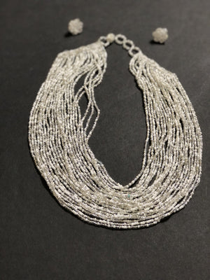 Hand Made Seed Bead Multilayer Necklace Set, Collar de Chaquiras