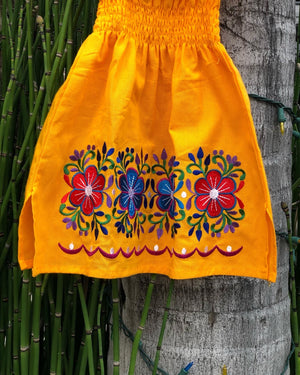 Vestido Amarillo Campesina Floreado para Nina /Yellow Countrygirl Dress with Flowers