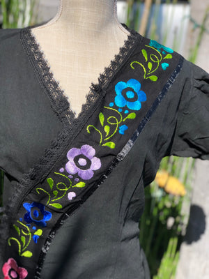 Embroidered  Overlapping Dress