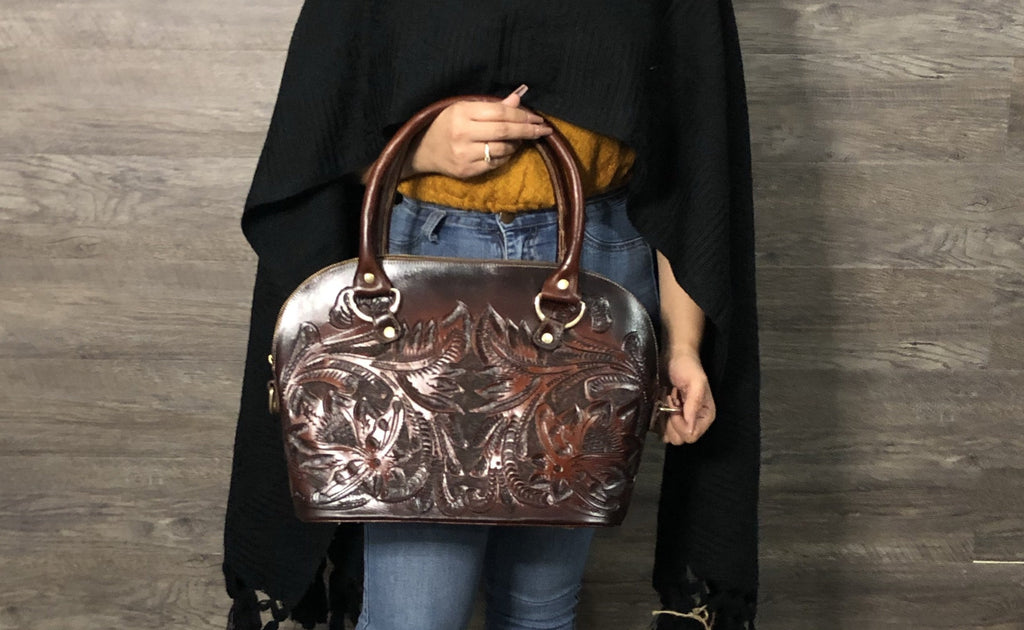 Brown Duffel Crossbody Handbag