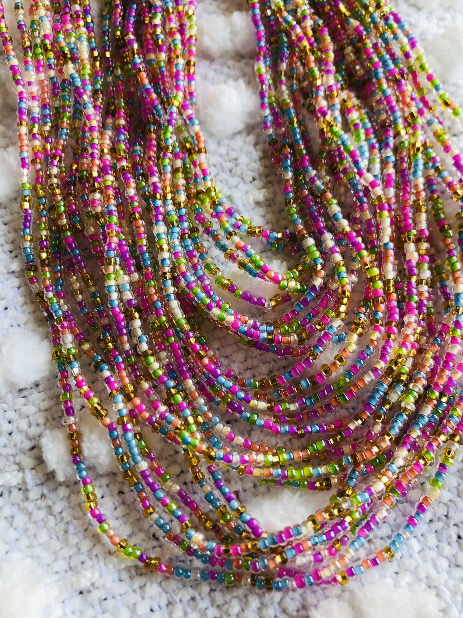 Hand Made Seed Bead Multilayer Necklace Set, Collar de Chaquiras