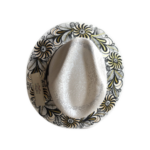 White Flowers Painted Hat