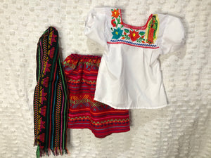 Maria Guadalupe Mexican Girl Set, Traditional  Mexican Girl outfit 3 Pieces.